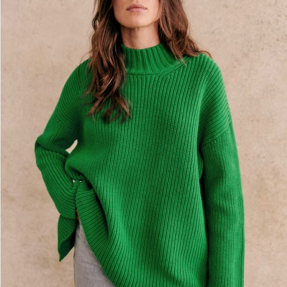 Sezane Green Ribbed Sweater - Picture 3 of 5